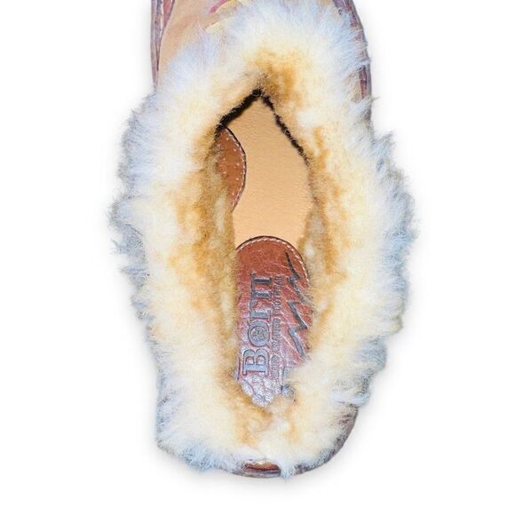 BORN Mohawk Shearling Winter Clogs Slippers Brown Suede / Leather Women's 5 - Picture 9 of 10